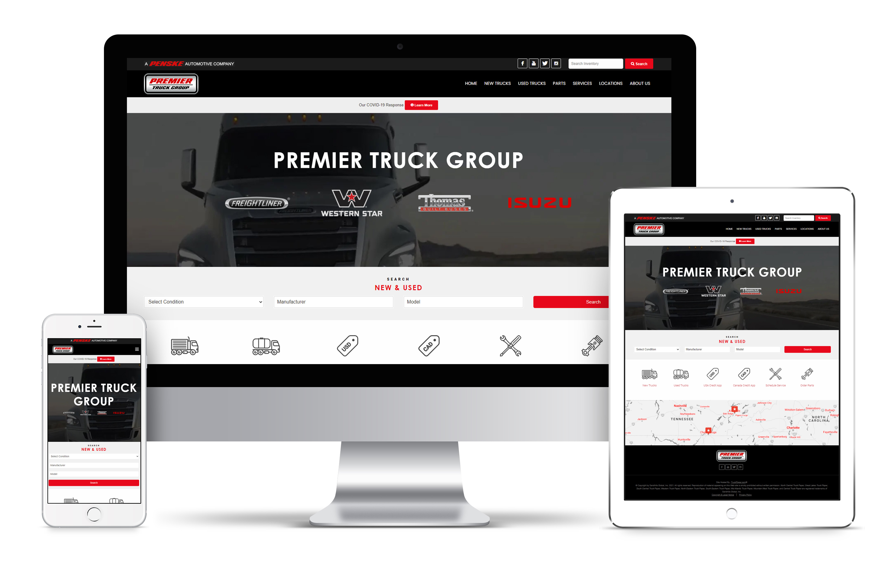 Premier Truck Group Web Design Work
